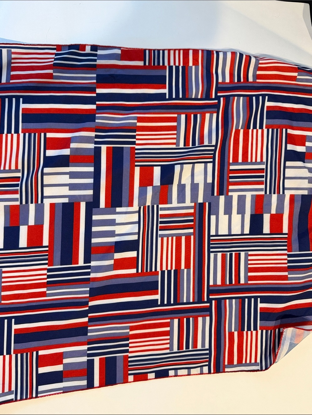 Blue, Red & White Striped Geometric head scarf
